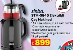 SİNBO STM-5840 ELEKTRİKLİ ÇAY MAKİNESİ